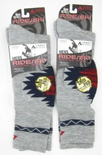 Cabot and Sons Ride / Ski Men Socks Merino Wool Shoe Size 9 - 12 Gray Lot of 2