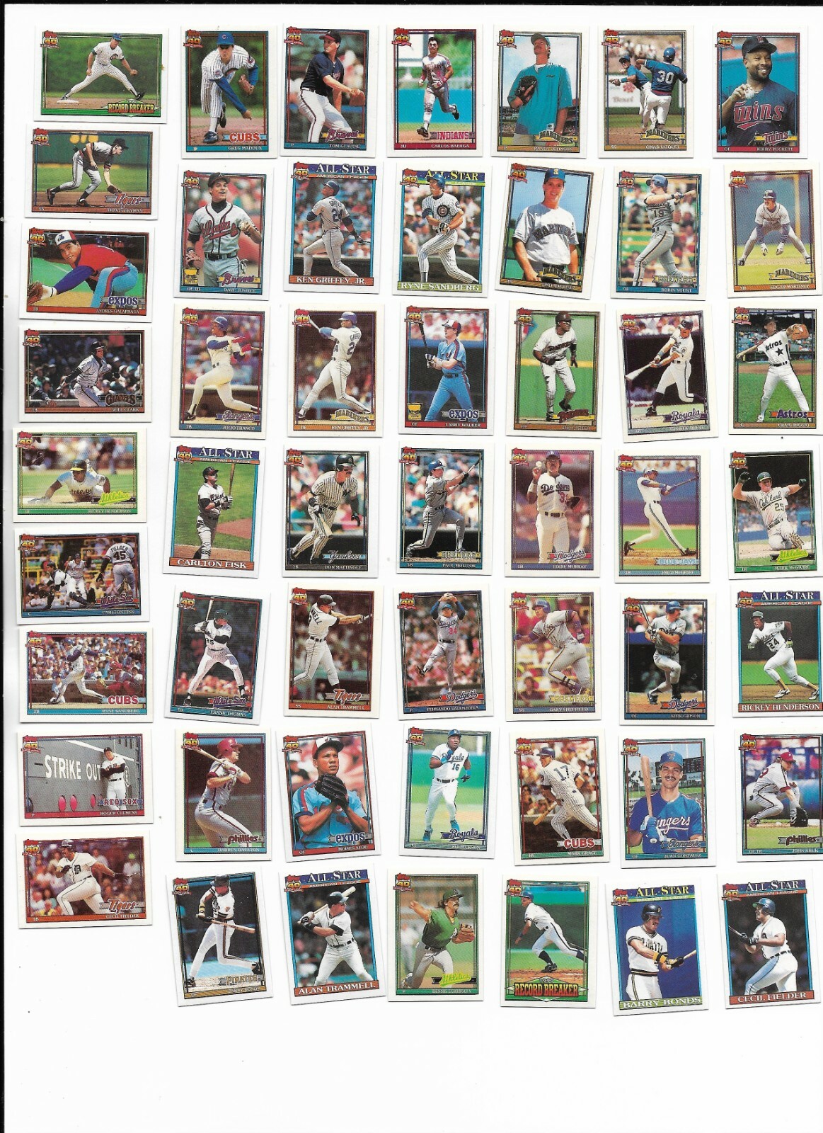 1991 Topps Micro PICK-A-MICRO Sandberg Griffey Puckett Henderson McGriff McGwire