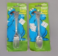 New MoC 1977 Muppets Sesame Street Cookie Monster Kids Spoon Fork Demand Mktg