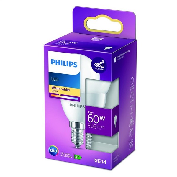 Philips LED Globelampe E14 P48 7W 806Lm 2700K Matt Warmweiß 60W Ersatz-image