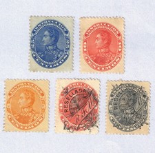Venezuela 1893 - Simon Bolivar - Early Issue - 5 Stamp Set - Used