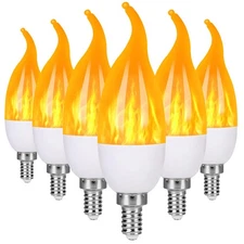 6 Pack LED Flame Light Bulbs E12 Base 3 Lighting Modes Eco Friendly Decor