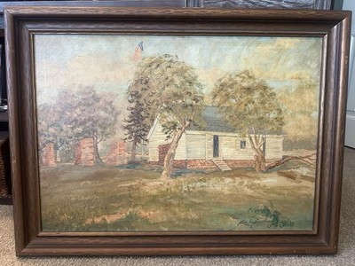 Amos Lee Armstrong Original Oil Painting Remains of Fort Jesup Many, Louisiana