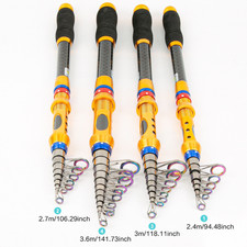 Saltwater Fishing Rod 2.4m Carbon Fibre Telescopic with High Visibility Guides