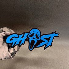 1x Ghost Scream Mask Custom Text 3d Car Emblem Multicolor Acrylic Car Badge