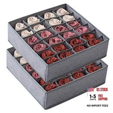 2 Pack Socks Underwear Drawer Organizer Divider or 16 Cell 24 Cell Gray