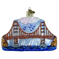 Old World Christmas Glass Ornament for Christmas Tree, Golden Gate Bridge