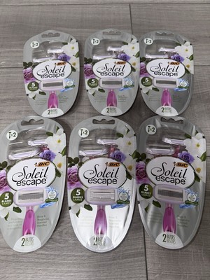Bic Soleil Escape 5 Blade Razors Rose & Magnolia Scented 2 Packs of 6 (12 Total)