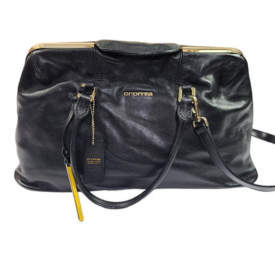 Cromia Leather Purse Magnetic Closure Black Made In Italy