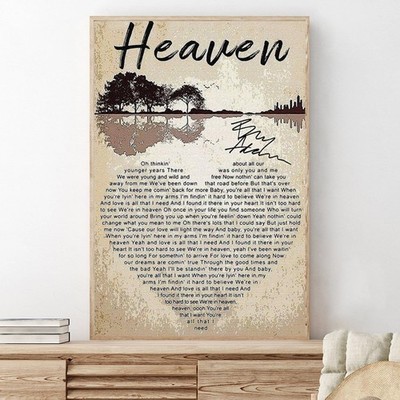 Heaven By Bryan Adams Lyrics Song Vintage Gift Home Wall Decor Art Print Poster