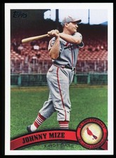Johnny Mize 2011 Topps #425 Legend Image Variation SP Short Print HOF