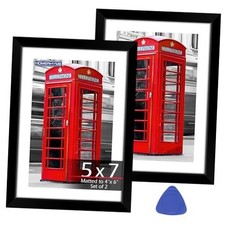 5x7 Picture Frames 2 Pack, Black Frames 5"x 7" Black 2 Picture Frame  Gadget