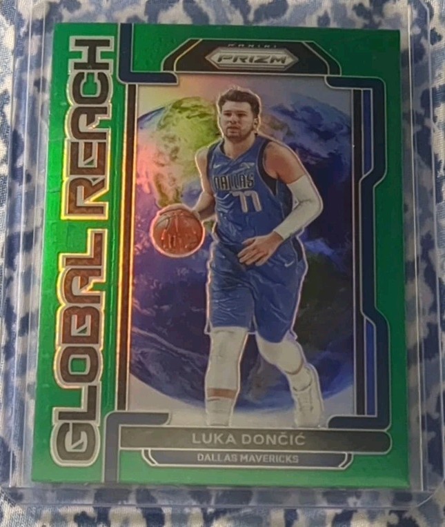 2021-22 Panini Prizm Luka Doncic Global Reach Green Prizm #4 Mavericks Lakers