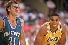 Kurt Rambis Charlotte Hornets laughs with former teammate Mychal T- Old Photo