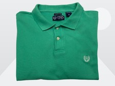 Chaps Men's Green Cotton Collared Custom Fit Short Sleeve Polo Shirt Size Medium