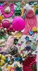 Vtg -Mod Costume Jewelry CRAFT LOT MIX Rhinestone Cabs Charms Design Jewel Tree  — photo 4