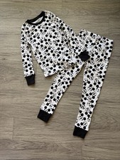 Disney White & Black Mickey Mouse Kids Pajama Set Size 6/7