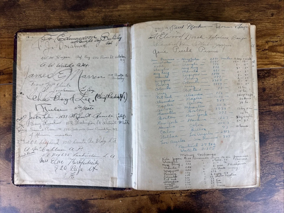 ANTIGUO LIBRO DE RECORTES DE VIAJE ESCRITO A MANO DE 1924 BARCO DE VAPOR ~SINGAPUR/KOBE++ Foto 2 de 4