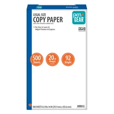 8.5" x 14", White Legal Size Copy Paper, 92 Bright, 1 Ream (500 Sheets) 20 lb.