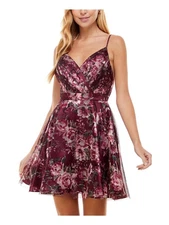 CITY STUDIO Womens Spaghetti Strap Short Party Fit + Flare Dress