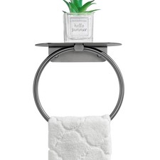304 Stainless Steel Swivel Towel Ring with Storage Shelf Gunmetal Gray Unit