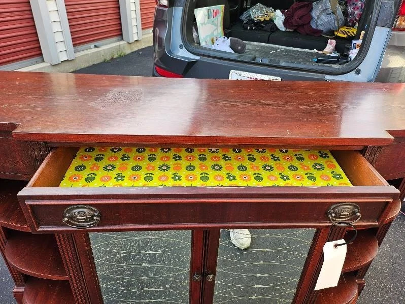 Aparador buffet vintage estilo antigua colonia regencia caoba con superficie de escritura Foto 3 de 4