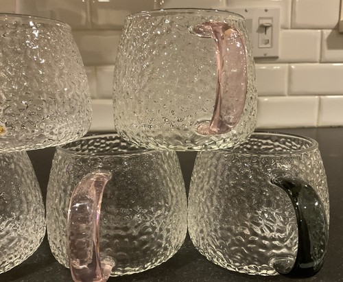 CLEAR GLASS COFFEE TEA MUGS 16 OZ. SET OF 5 - Picture 6 of 7