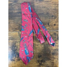 Rooster West End Collection Mens Red Silk Golf Motif Necktie Made in USA Classic