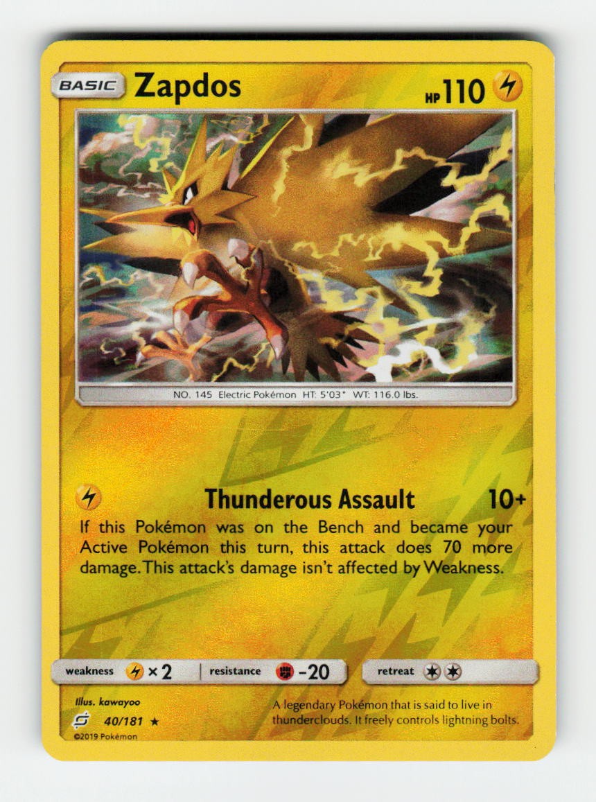 Zapdos SM - Team Up 40/181 Pokemon Holo Rare Reverse Holofoil NM