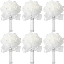 6 Pack Wedding Bouquets for Bride Roses Bridesmaid Bouquet Bridal Bouquet Flo...