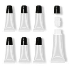 6 Pack 5ml Lip Gloss Tubes with Black Cap Empty Cosmetic Squeeze Containers