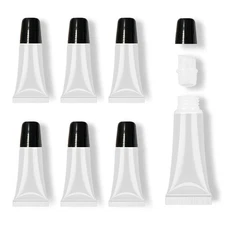 6 Pack 5ml Lip Gloss Tubes with Black Cap Empty Cosmetic Squeeze Containers