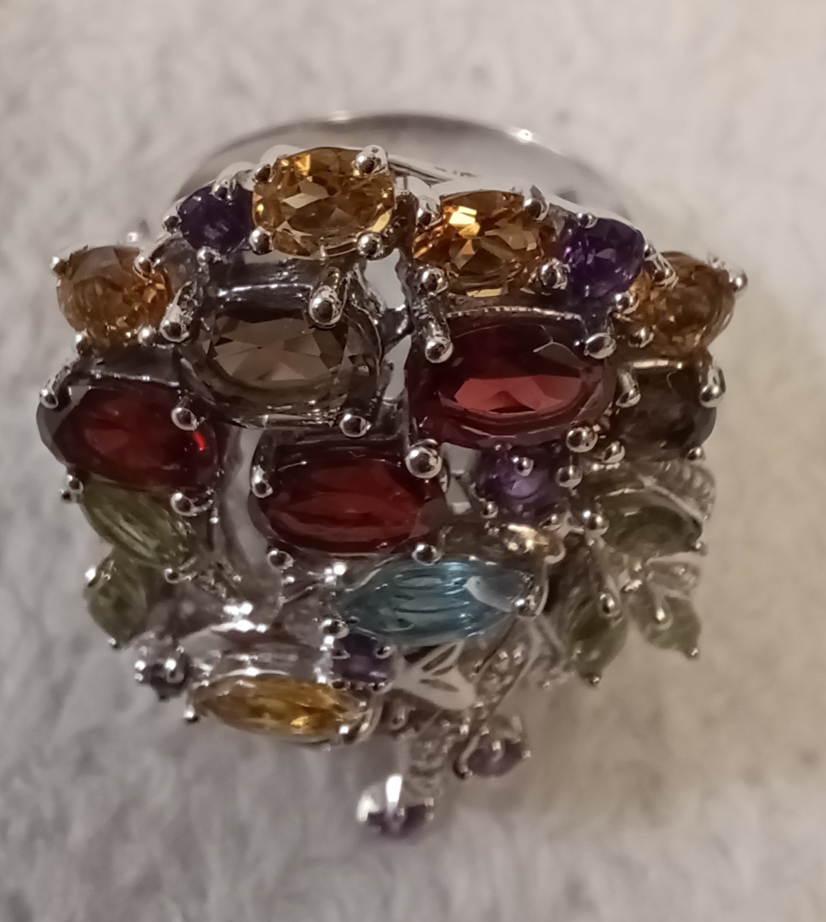 Large 925 Silver Ring With Multiple Gemstones Fro… - image 5