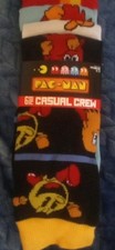 Pac-Man 6 Pair Multicolor Crew Socks Set Featuring Pac-Man Ghost Characters