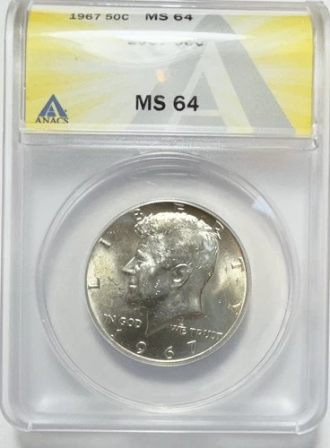 1967-P Kennedy Half Dollar - Silver - 50c - ANACS MS 64 - New Holder