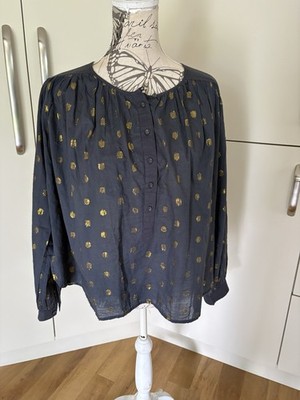 Damen-Abendtop ''Leon & Harper'' blau & goldfarben Baumwolle - Größe Small