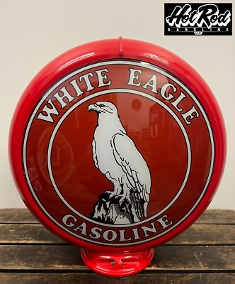#ad #ad WHITE EAGLE GASOLINE Reproduction 13.5quot; Gas Pump Globe Red Body $175.00