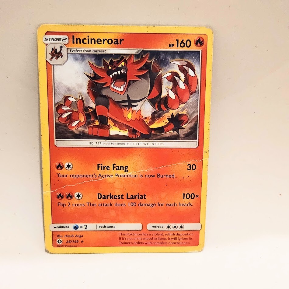 Pokemon Incineroar 26/149 Sun & Moon Rare TCG Stage 2 Card Fire