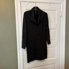 Ann Taylor Dress Womens Small Petite Gray Cowl neck Sweater Dress Long Sleeves