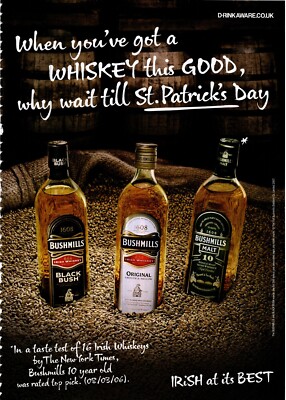 (MOJ30) MAGAZIN MINI POSTER/ANZEIGE 11X8'' BUSHMILLS 1608 WHISKEY - DRINK BEWUSST