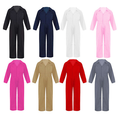 Kid Boys Halloween Cosplay Costume Mechanic Boiler Coverall Jumpsuit Flight Suit