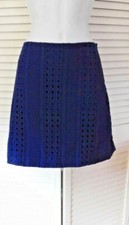 Vineyard Vines Size 2 Navy Blue Side Zipper Lined Eyelet Cot Fabric Womans Skirt