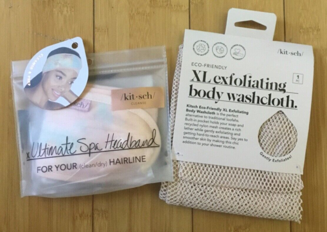 Kitsch Women’s EcoFriendly Spa Headband & XL exfoliating body