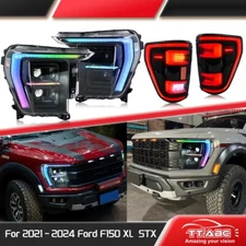 RGB LED Headlights + Tail Lights For Ford F-150 XL 2021-2023 Front Rear Lamps