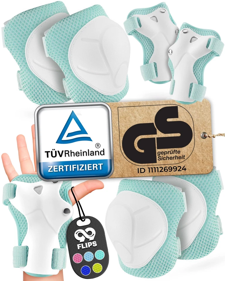 SKATEWIZ Schoner Set Kinder Skateboard TÜV-geprüft mit GS Inliner Schützer Schlittschuhe