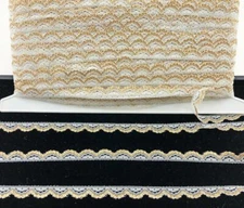 LACE Vintage 1/2" wide Trim 10 yds White/Gold Sewing Doll Clothes Crafts Lot 107