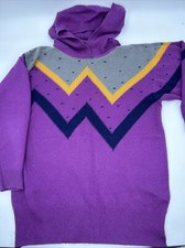 Intarisa Purple Hoodie Sweater 1980s Memphis Style Zig Zag Retro 80s 90s Vintage