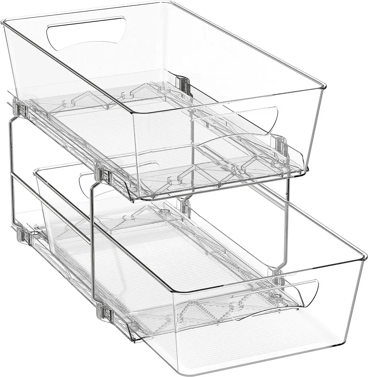 SimpleHouseware Pull Out Cabinet Sliding Basket Organizer, Silver