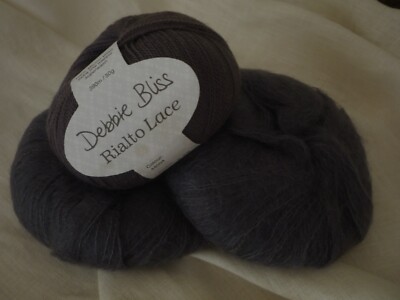 Debbie Bliss RIALTO LACE 004 Charcoal    2x ANGEL Fb. 003 Charcoal   100g (6)