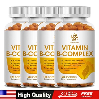 Vitamin B Complex 120 Capsules B1,B2,B3,B5,B6,B7,B9,B12, Immune Support Pills